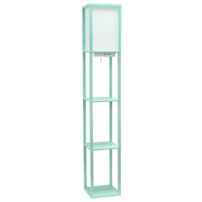 Floor Lamp Etagere Organizer Storage Shelf With 2 USB Charging Ports And Linen Shade - Simple Designs 12 Floor Lamp Etagere Organizer Storage Shelf With 2 USB Charging Ports And Linen Shade - Simple Designs - Image 12