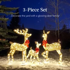 Best Choice Products 3-Piece Lighted Christmas Deer Set Outdoor Yard Decoration With 360 LED Lights, Stakes