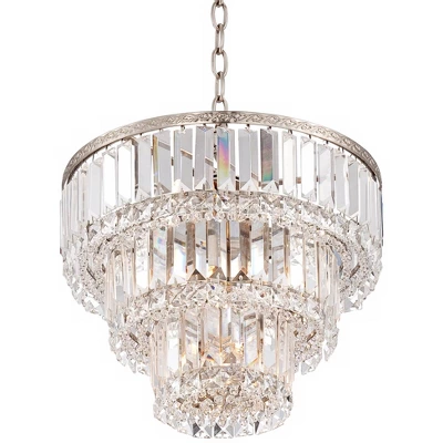 Vienna Full Spectrum Magnificence Satin Nickel Chandelier 14 1/4" Wide Modern Faceted Crystal Glass 7-Light LED Fixture For Dining Room House Kitchen 3 Vienna Full Spectrum Magnificence Satin Nickel Chandelier 14 1/4" Wide Modern Faceted Crystal Glass 7-Light LED Fixture For Dining Room House Kitchen - Image 3