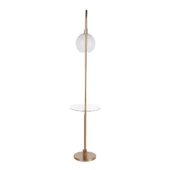 Trombone Contemporary/Glam Floor Lamp With Metal And Glass Shelf Gold (Includes LED Light Bulb) - LumiSource -Lighting Specialty Shop GUEST fcd957d0 9332 46ca 9810 1651a88f7681