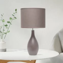 18.11" Traditional Standard Ceramic Dewdrop Table Desk Lamp With Matching Fabric Shade Gray - Creekwood Home 11 18.11" Traditional Standard Ceramic Dewdrop Table Desk Lamp With Matching Fabric Shade Gray - Creekwood Home -Lighting Specialty Shop GUEST fd8a32b2 f722 4b4f a621 582f44c84015