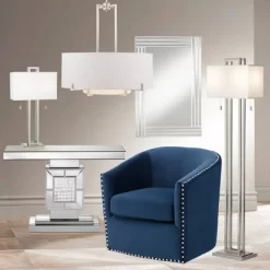 Possini Euro Design Modern Floor Lamp 62" Tall Brushed Nickel Openwork Rectangular Profile Off White Fabric Shade For Living Room Reading -Lighting Specialty Shop GUEST fe25067f a19c 4e1c 829e 5d26bb3dff2f