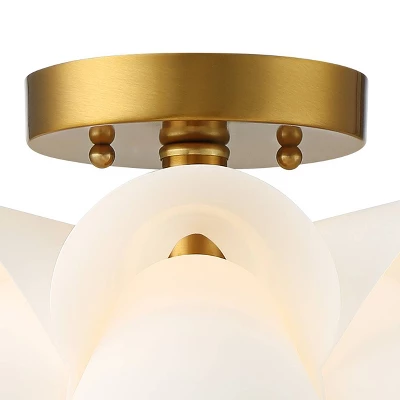 Possini Euro Design Modern Ceiling Light Semi Flush Mount Fixture White Flower Gold Metal 15 3/4" Wide Living Room Bedroom Kitchen 3 Possini Euro Design Modern Ceiling Light Semi Flush Mount Fixture White Flower Gold Metal 15 3/4" Wide Living Room Bedroom Kitchen - Image 3